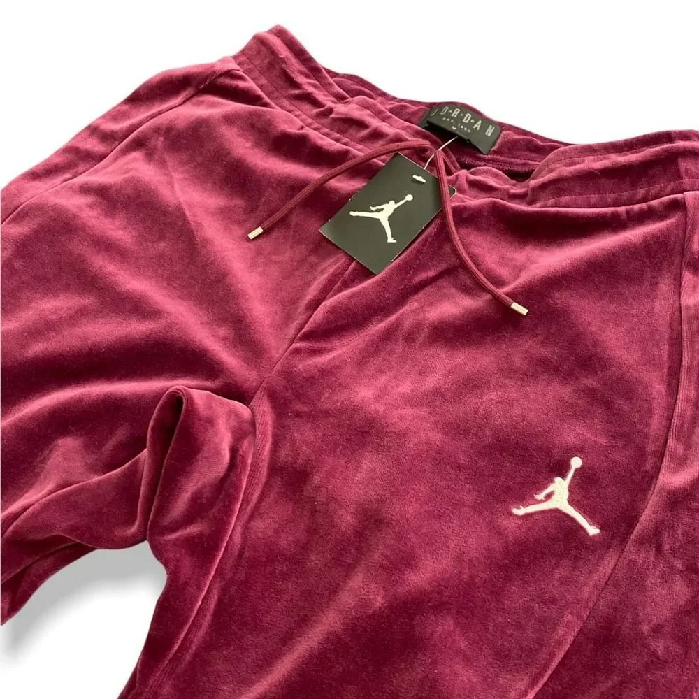 Nike Air Jordan Velour Velvet Jogger Pants Maroon AH2361-609 Mens size Large - Picture 2 of 8